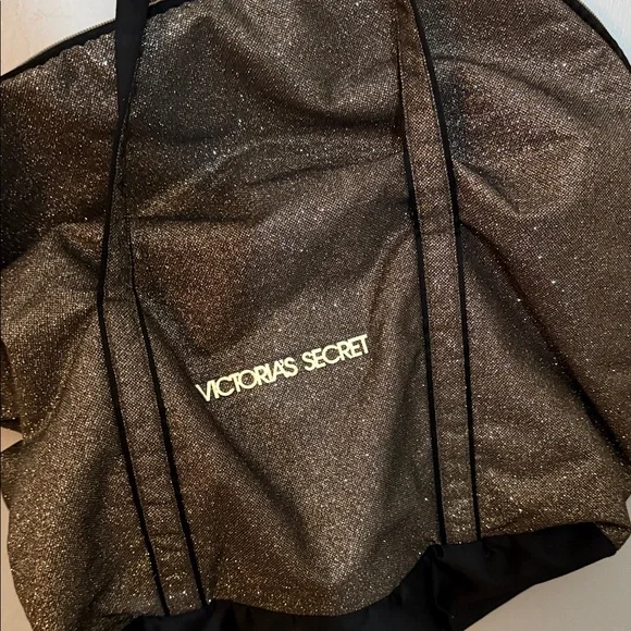 Victoria's Secret Glittery Black and Gold Travel Bag - Picture 2 of 4